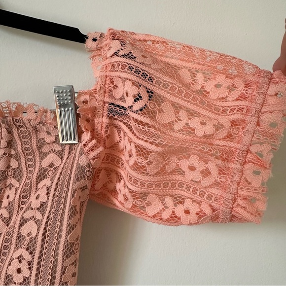For Love & Lemons Dakota Lace Mini Dress in Peach Size L - Picture 6 of 11